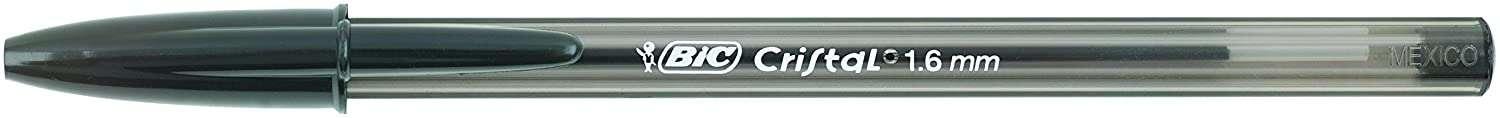 Penna a sfera grande Bic Cristal - Punta spessa 16 mm - Tratto 060 mm - Incisione a olio - Traslucida - Colore nero