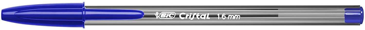 Penna sfera grande Bic Cristal - Punta spessa 16 mm - Tratto 060 mm - Inchiostro a base di olio - Traslucido - Colore blu