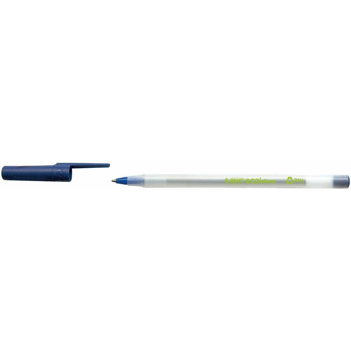 Bic Ecolutions Round Stic Ballpoint Pen Recycled 1mm Tip 0.32mm Line Blue Pack 60