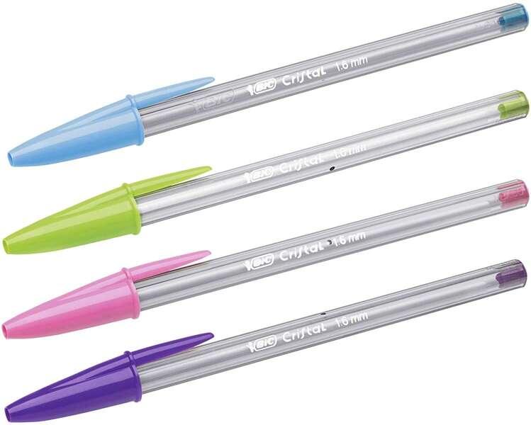 BIC Cristal large Blu Verde Rosa Viola Penna a sfera 20 pz (Penna a sfera Bic Cristal Fun Punta 16 mm Linea 042 mm Verde lime/R