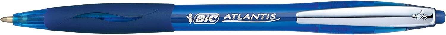 BIC Atlantis Soft Blu Penna a sfera retrattile a clip Medio 12 pz (Bic Atlantis Premium Retractable Ballpoint Pen 0.32mm Line B