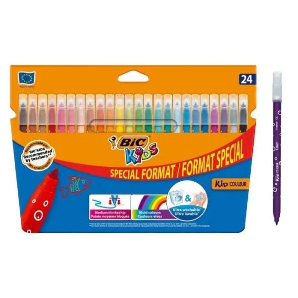 Confezione da 24 Pennarelli Bic Kids Couleur - Punta Media - Lavabili - Colori Assortiti