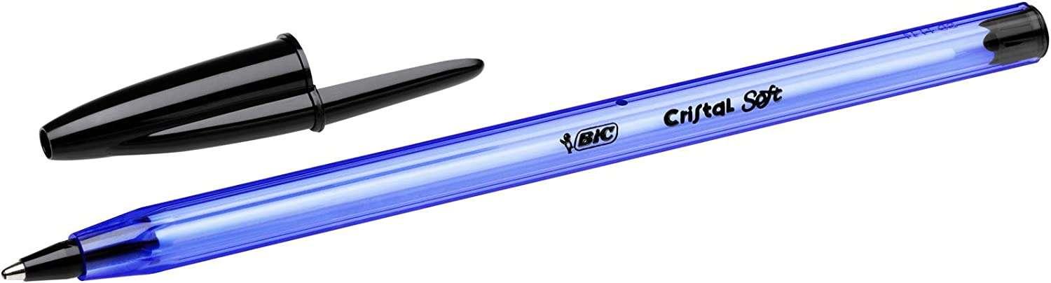 BIC Cristal Soft Nero Penna a sfera Medio 50 pz (Bic Cristal Soft Ballpoint Pen 1.2mm Tip 0.35mm Line Black Pack 50 - 951433)