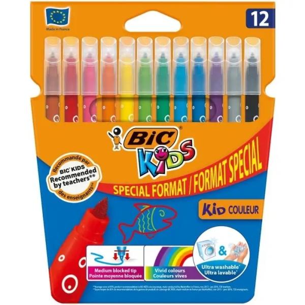 Confezione da 12 pennarelli Bic Kids Couleur - Punta Media - Lavabili - Colori Assortiti