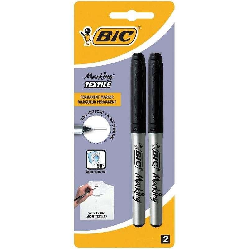 PACCHETTO TESSILE DI BIC BIC da 2 fanghy sluger permanenti - punta ultrafine da 09 mm - lavaggio fine a 90 - Incisione a base a