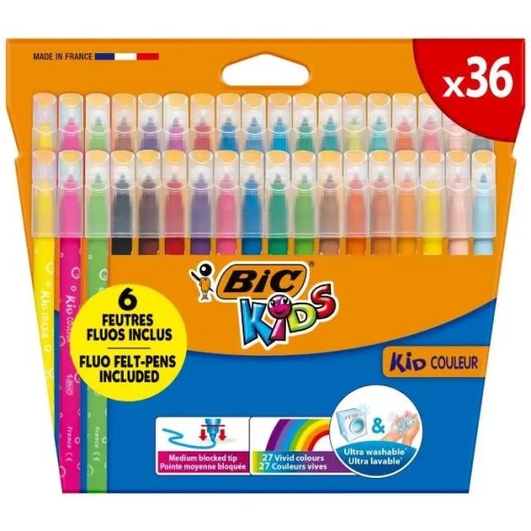 Bic Kids Couleur Pacchetto di 36 Gloads - Punta media - lavabile - Colori ordinati