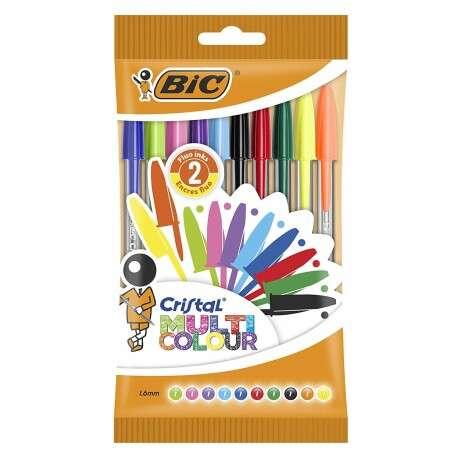 Confezione da 10 penne a sfera Bic Crystal Multicolori - Punta tonda 16 mm - Scata 042 mm - Inkjet a base olio - Colori assorti