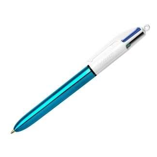 Penna a sfera BIC Shine Retrattile 4 colori - punta da 1 mm - tratto da 04 mm - inchiostro a base di olio - corpo blu/bianco me