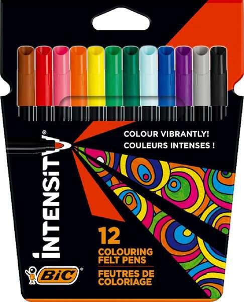 Pacchetto di intensità BIC di 12 marcatori - Punta 0,9 mm - Base d'acqua lavabile - Colori ordinati