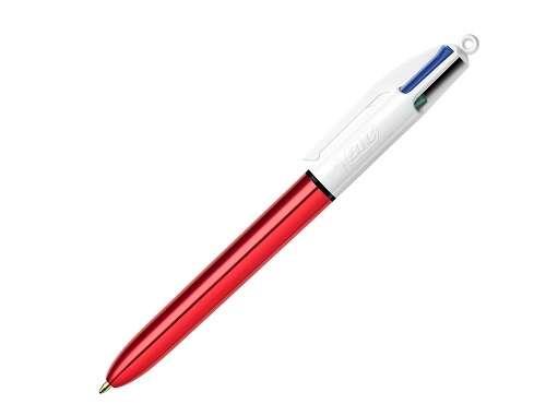 Penna a sfera BIC Shine Retrattile 4 colori - punta da 1 mm - tratto da 04 mm - getto d'inchiostro a base di olio - corpo rosso