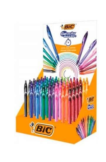 BIC Gel -City Espositore a secco rapido di 48 boligrafi retrattili - presa in gomma - punta media di 0,7 mm - asciugatura ultra