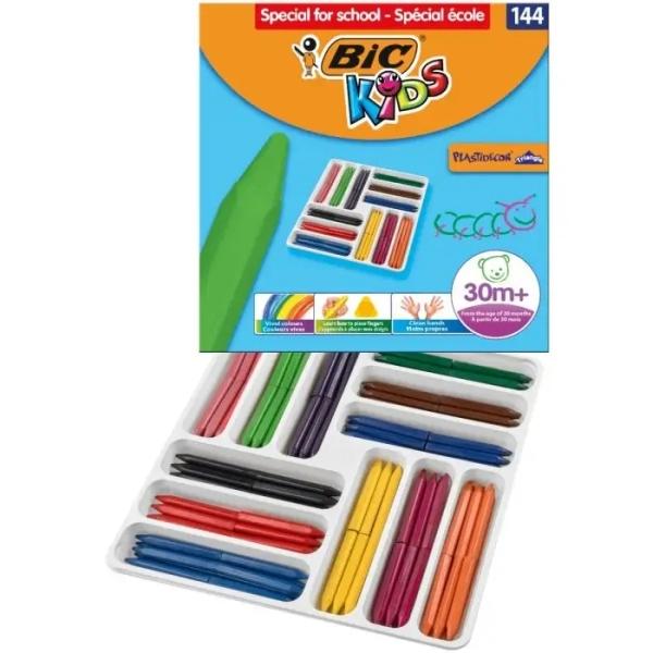 Bic Kids Plastigor Triangle Box di 144 penne in cera - facile da prendere in punto - Non macchiarsi - ideale per campi da gioco