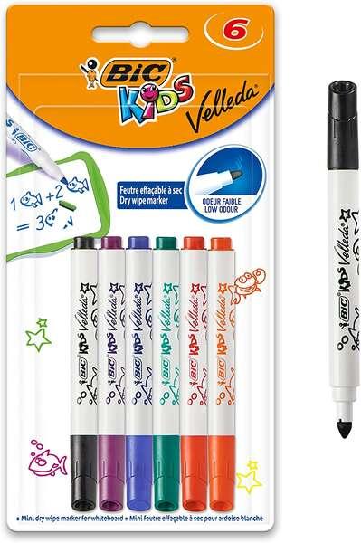Bic Kids Mini Velleda Pacchetto di 6 Slizarra Sizera - Bloccato knit - Base alcolica
