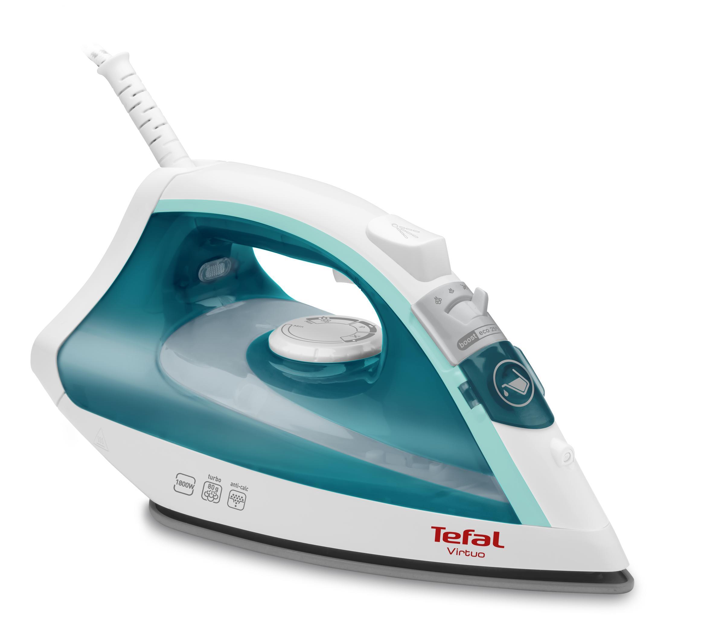Tefal Virtuo FV1710 ferro da stiro Ferro a vapore 1800 W Verde, Bianco