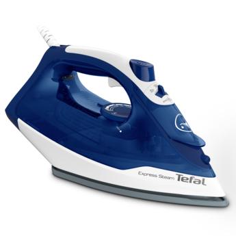 Tefal FV2838 Ferro da stiro a secco e a vapore Piastra Cerilium 2400 W Blu, Bianco