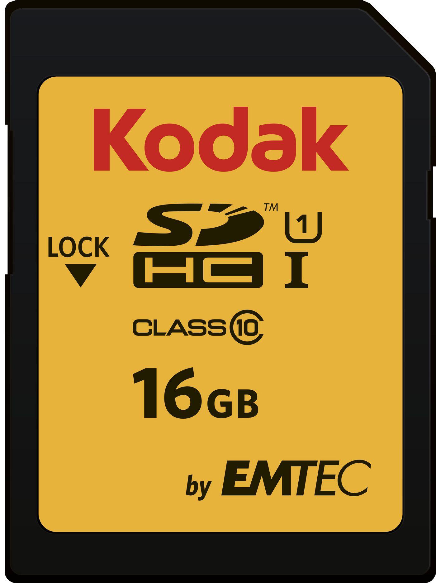 Emtec SDHC 16GB Class10 U1 memoria flash Classe 10 UHS-I (Kodak SD 16GB UHS-I U1 V10 Premium)