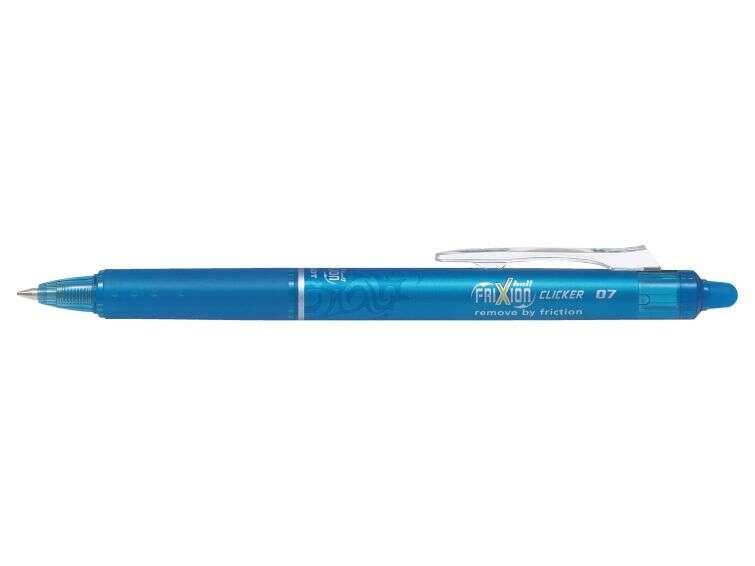 Penna pilota gel retrattile Frixion Click - punta a sfera tonda 07 mm - corsa 04 mm - impugnatura ergonomica - colore azzurro