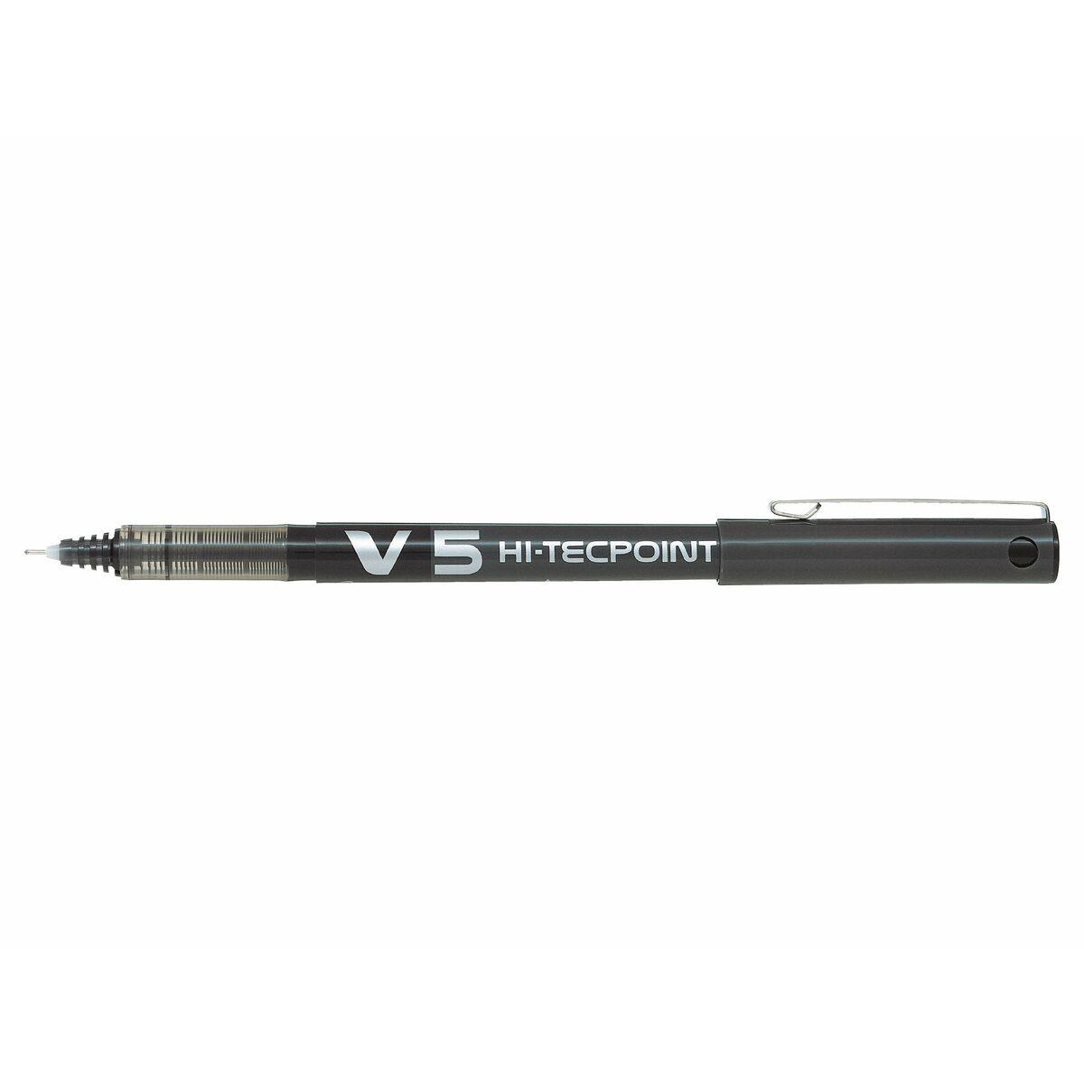 Pilot V5 Hi-Tecpoint Liquid Ink Rollerball Pen 0.5mm Tip 0.3mm Line Black [Pack 20] - 3131910516507