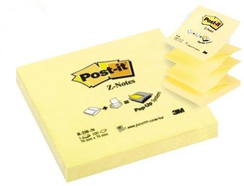 Post-it Blocco da 100 Z-Note Adesive Removibili Zig-Zag Giallo Canarino 76x76mm - Carta con Certificazione PEFC - 7100103164 -