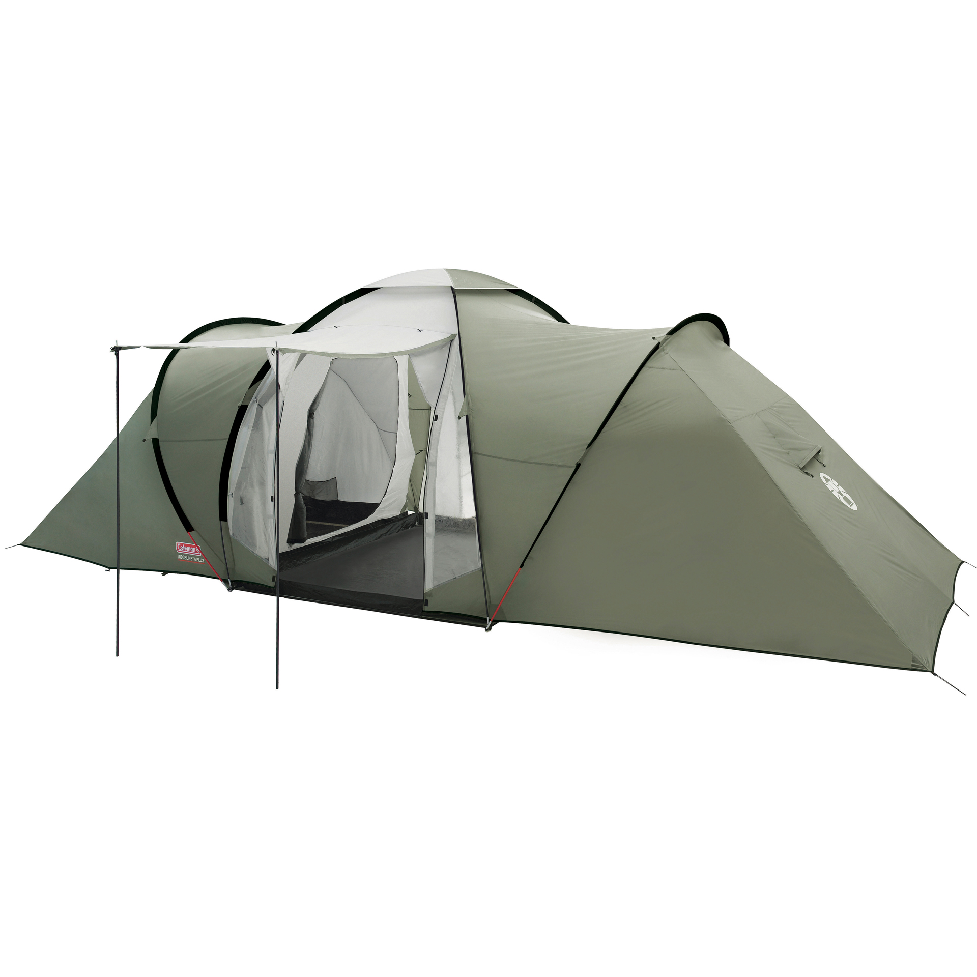 Tenda a cupola per 6 persone Ridgeline 6 Plus verde scuro grigio con estensione tunnel