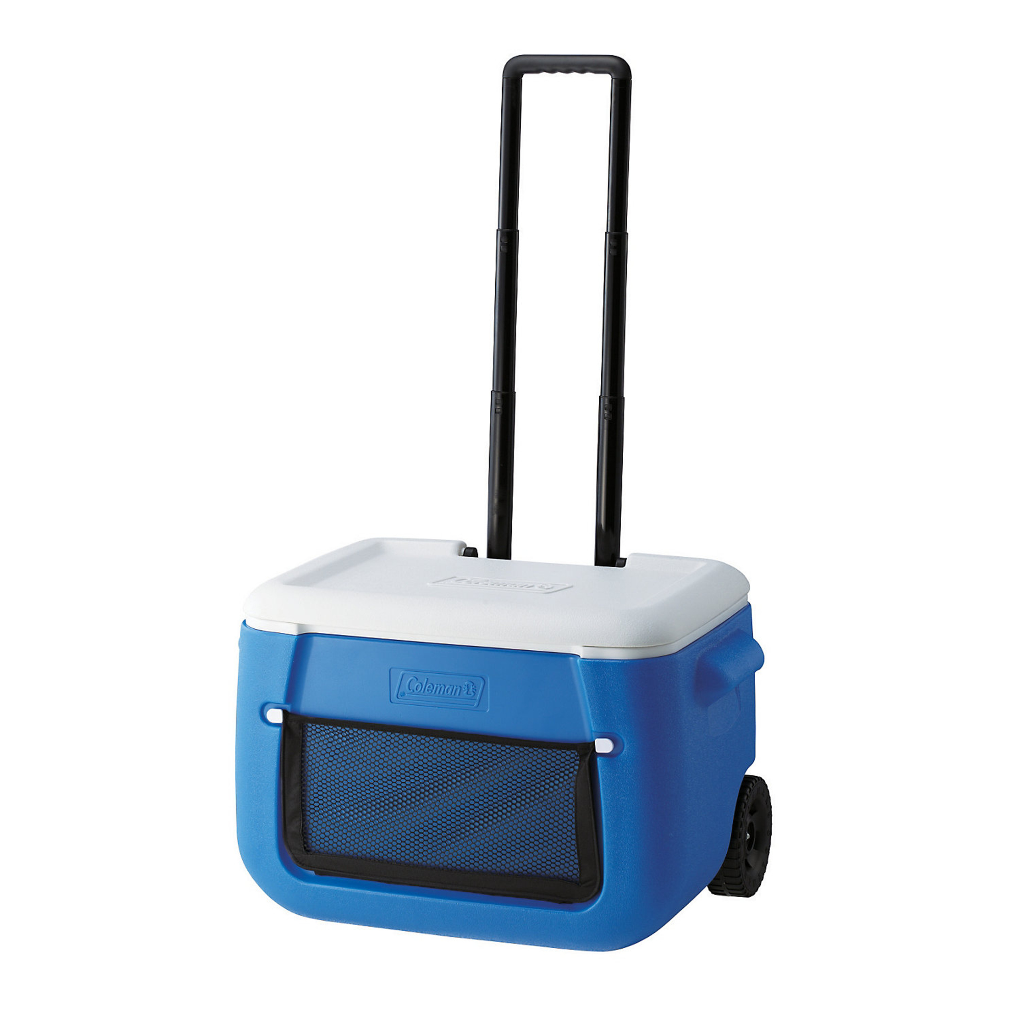 Borsa frigo 50QT Poly-lite con ruote in rete blu bianco