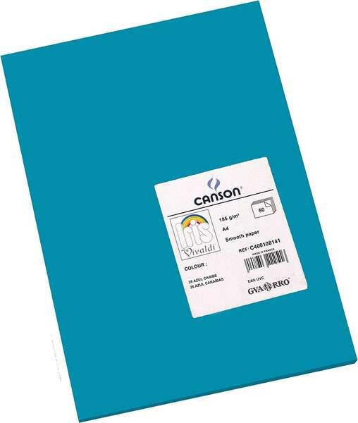 Tanson Guarro Confezione da 50 carte Iris A4 185G - 21x297 cm - Colore blu Caraibico