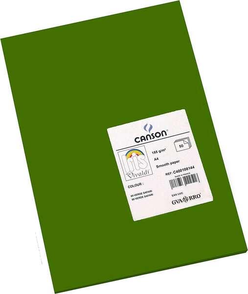 Tanson Guerro Confezione da 50 carte Iris A4 185G - 21x297 cm - Colore verde safari