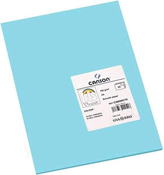 Tanson Guarro Confezione da 50 carte Iris A4G da 185G - 21x297 cm - colore blu turchese