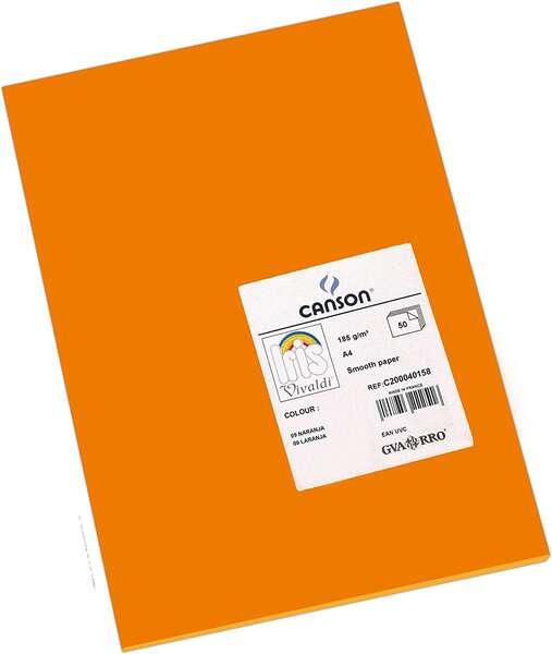 Canson Guarro Pack di 50 carte Iris A4 di 185G - 21x29,7 cm - colore arancione
