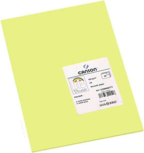 Tanson Guarro Pack di 50 carte Iris A4 185G - 21x297 cm - Colore verde Apple
