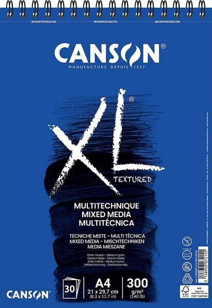 CANSON XL MIX MIX MEDIO DRIVE BLOC 30 Fogli A4 - Grano medio - Microperforado Spiral - 21x29,7 cm - 300G - colore bianco