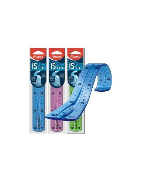 Rule di Twistn Flex 15 cm.Flessibile - Unbreable - Double Graduation - Blister di 1 UDS.- Colori supportati blu rosa e verde