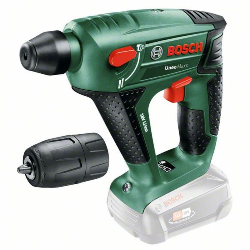 Trapano a percussione a batteria Bosch 060395230C UneoMaxx con adattatore per albero tondo