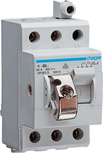Hager Sh363s. Frequenza di input CA: 50/60, consegna di potenza nominale: 63 A. Colore del prodotto: blu, grigio. Larghezza: 43