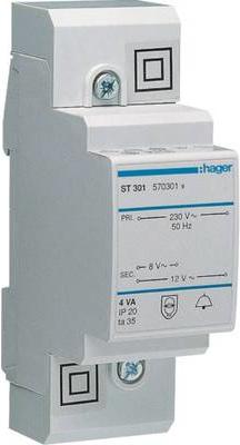 Trasformatore per campanello Hager 8 V 12 V 05 A ST301 (ST301)