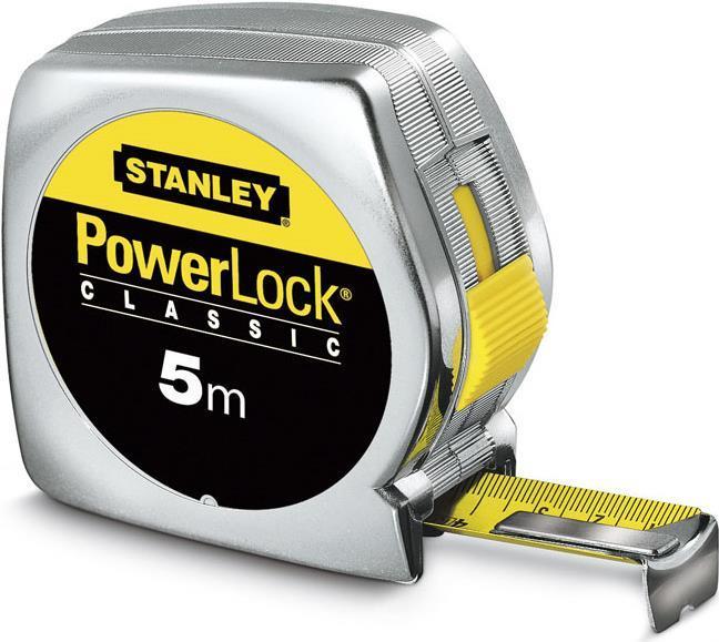 Metro a nastro Powerlock da 10 metri, custodia in plastica giallo argento da 25 mm