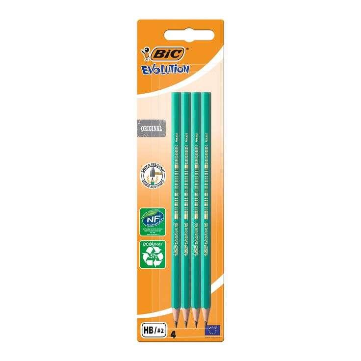Bic Evolution Confezione 4 Penne In Grafite Esagonali - Hb Mine Ultra Resistente - Non Legno - Non Scheggia