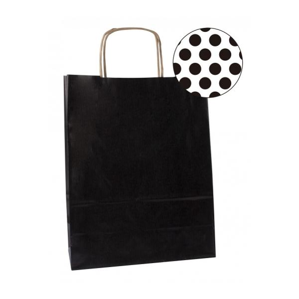 Le borse Kraft nere sono un'opzione elegante e funzionale per qualsiasi attività. Misurando 25 x 11 x 31 cm queste borse sono