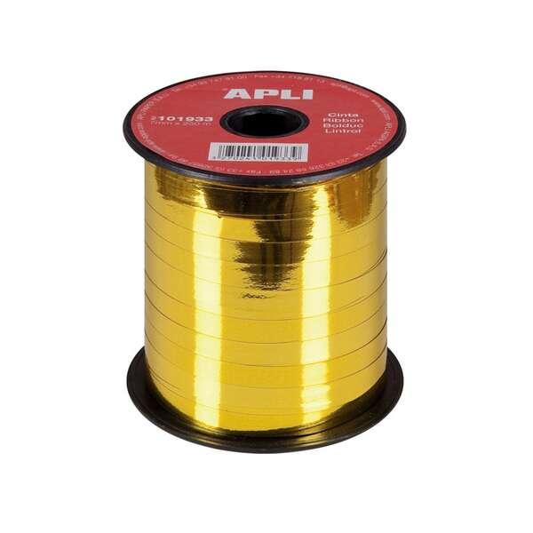 Rotolo a nastro di mele per avvolgere regali di 7mmx250m - finitura luminosa - colore oro