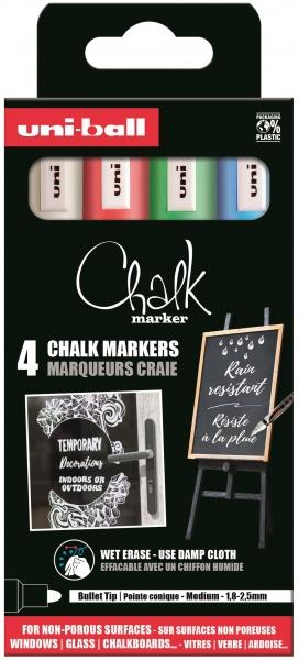 Uni Chalk Marcatore di gesso liquido -PWE-5M 4P SET BASE 18-25mm Caratteristiche - Marcatore di gesso liquido con cancellazione