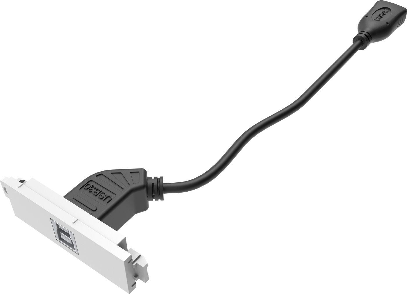 Vision TC3 USBB presa energia USB Bianco (VISION Techconnect Modular AV Faceplate - LIFETIME WARRANTY - USB B on front to A mod