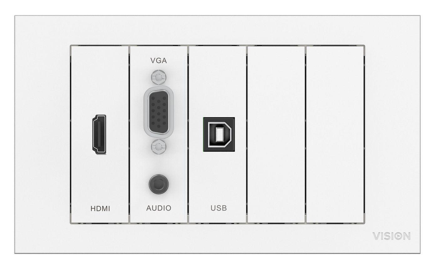 Vision TC3-PK presa energia Bianco (VISION Techconnect Modular AV Faceplate - LIFETIME WARRANTY - Wall Mounted Module Package -