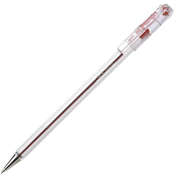 Penna roller Pentel SuperB - Punta fine 07 mm - Corsa 035 mm - Inkjet a base olio - Colore rosso
