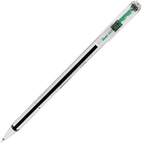 Penna roller Pentel SuperB - Punta fine 07 mm - Corsa 035 mm - Inchiostro a base di olio - Colore verde