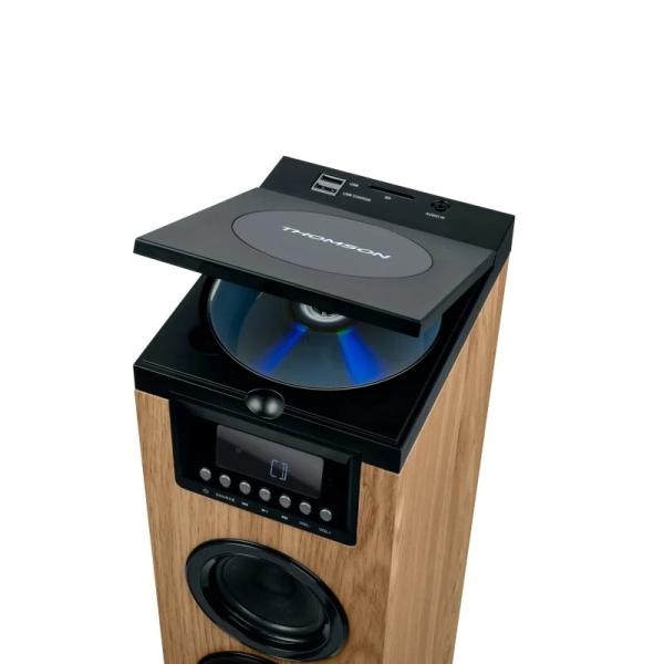 THOMSON SOUND TOWER 60W CD USB SD RADIO AUX MANDO LEGNO/NERO DS122CD