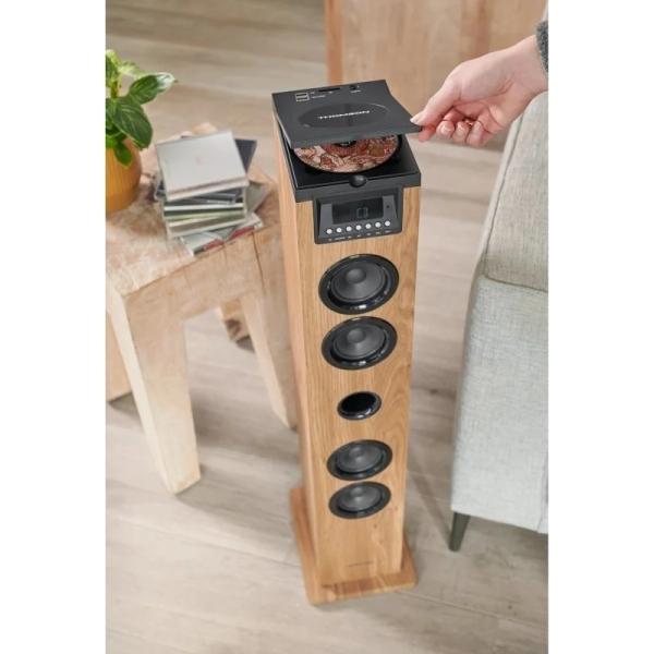 THOMSON SOUND TOWER 60W CD USB SD RADIO AUX MANDO LEGNO/NERO DS122CD