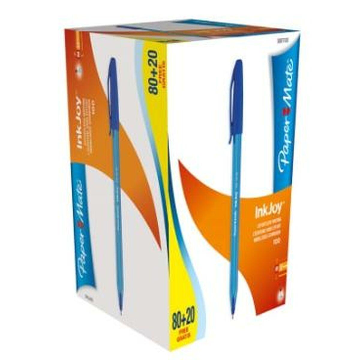 Papermate Inkjoy 100 Blu Penna a sfera Medio 100 pezzoi (Paper Mate InkJoy 100 Ballpoint Pen 1.0mm Tip 0.7mm Line Blue Pack 80