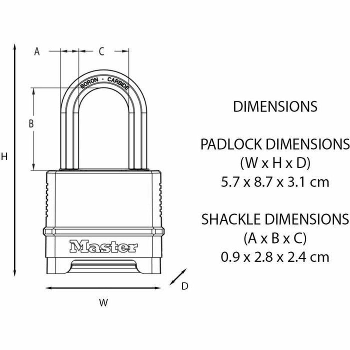 Lucchetto a combinazione Master Lock M178EURD Acciaio Zinco Nero