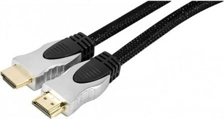 Cavo HDMI ad alta velocità con Ethernet, alta qualità, dorato, HDMI St. A / St. A, rete, nero, 2,0 m con rete otticamente acc
