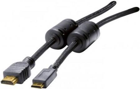 Mini cavo HDMI, HDMI ad alta velocità, placcato in oro, HDMI St. A / HDMI Mini St. C, cavo di connessione di alta qualità 1,5